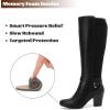 image:imageRuiee Knee High Boots for Women Slouchy Chunky Heel Long Boots Pointed Toe Comfort and Fashion Fall Winter Woman BootBlack Pu 312
