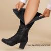 image:imageRuiee Knee High Boots for Women Slouchy Chunky Heel Long Boots Pointed Toe Comfort and Fashion Fall Winter Woman BootBlack Zpu 301