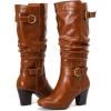 image:imageRuiee Knee High Boots for Women Slouchy Chunky Heel Long Boots Pointed Toe Comfort and Fashion Fall Winter Woman BootBrown Lpu 301