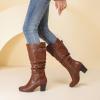image:imageRuiee Knee High Boots for Women Slouchy Chunky Heel Long Boots Pointed Toe Comfort and Fashion Fall Winter Woman BootBrown Lpu 301