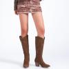 image:imageRuiee Knee High Boots for Women Slouchy Chunky Heel Long Boots Pointed Toe Comfort and Fashion Fall Winter Woman BootBrown Mf 971