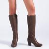 image:imageRuiee Knee High Boots for Women Slouchy Chunky Heel Long Boots Pointed Toe Comfort and Fashion Fall Winter Woman BootBrown Pu 312