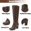 image:imageRuiee Knee High Boots for Women Slouchy Chunky Heel Long Boots Pointed Toe Comfort and Fashion Fall Winter Woman BootBrown Pu 312