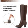 image:imageRuiee Knee High Boots for Women Slouchy Chunky Heel Long Boots Pointed Toe Comfort and Fashion Fall Winter Woman BootBrown Pu 312