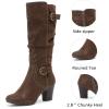 image:imageRuiee Knee High Boots for Women Slouchy Chunky Heel Long Boots Pointed Toe Comfort and Fashion Fall Winter Woman BootBrown Zpu 301