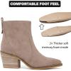 image:imageRuiee Womens Ankle Boots Low Chunky Heeled Booties Casual Comfortable Fall Winter Pointed Closed Toe Short Boots for WomenBeige Mf 970