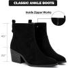 image:imageRuiee Womens Ankle Boots Low Chunky Heeled Booties Casual Comfortable Fall Winter Pointed Closed Toe Short Boots for WomenBlack Mf 970