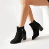 image:imageRuiee Womens Ankle Boots Low Chunky Heeled Booties Casual Comfortable Fall Winter Pointed Closed Toe Short Boots for WomenBlack Mf 978
