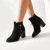 image:imageRuiee Womens Ankle Boots Low Chunky Heeled Booties Casual Comfortable Fall Winter Pointed Closed Toe Short Boots for WomenBlack Mf 978
