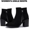 image:imageRuiee Womens Ankle Boots Low Chunky Heeled Booties Casual Comfortable Fall Winter Pointed Closed Toe Short Boots for WomenBlack Mf 978