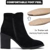 image:imageRuiee Womens Ankle Boots Low Chunky Heeled Booties Casual Comfortable Fall Winter Pointed Closed Toe Short Boots for WomenBlack Mf 978