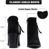 image:imageRuiee Womens Ankle Boots Low Chunky Heeled Booties Casual Comfortable Fall Winter Pointed Closed Toe Short Boots for WomenBlack Mf 978