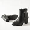 image:imageRuiee Womens Ankle Boots Low Chunky Heeled Booties Casual Comfortable Fall Winter Pointed Closed Toe Short Boots for WomenBlack Pu 978