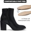 image:imageRuiee Womens Ankle Boots Low Chunky Heeled Booties Casual Comfortable Fall Winter Pointed Closed Toe Short Boots for WomenBlack Pu 978