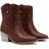 image:imageRuiee Womens Ankle Boots Low Chunky Heeled Booties Casual Comfortable Fall Winter Pointed Closed Toe Short Boots for WomenBrown Bmf 976