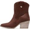 image:imageRuiee Womens Ankle Boots Low Chunky Heeled Booties Casual Comfortable Fall Winter Pointed Closed Toe Short Boots for WomenBrown Bmf 976