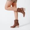 image:imageRuiee Womens Ankle Boots Low Chunky Heeled Booties Casual Comfortable Fall Winter Pointed Closed Toe Short Boots for WomenBrown Bmf 976