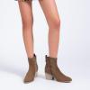 image:imageRuiee Womens Ankle Boots Low Chunky Heeled Booties Casual Comfortable Fall Winter Pointed Closed Toe Short Boots for WomenBrown Mf 970