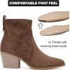 image:imageRuiee Womens Ankle Boots Low Chunky Heeled Booties Casual Comfortable Fall Winter Pointed Closed Toe Short Boots for WomenBrown Mf 970