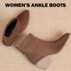 image:imageRuiee Womens Ankle Boots Low Chunky Heeled Booties Casual Comfortable Fall Winter Pointed Closed Toe Short Boots for WomenBrown Mf 970