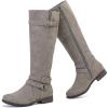 image:imageRuiee Knee High Boots for Women Classic Comfort Riding Combat Boot Round Toe Side Zipper Long Tall Fall Winter Womens BootsGrey Pu 305