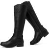 image:imageRuiee Knee High Boots for Women Comfort Stylish Casual Round Toe Tall Riding Combat Boot Classic Fashion Fall Winter KneeHigh Flat BootsBlack Pu 909