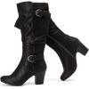 image:imageRuiee Knee High Boots for Women Slouchy Chunky Heel Long Boots Pointed Toe Comfort and Fashion Fall Winter Woman BootBlack Zpu 301