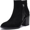 image:imageRuiee Womens Ankle Boots Low Chunky Heeled Booties Casual Comfortable Fall Winter Pointed Closed Toe Short Boots for WomenBlack Mf 978