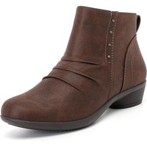 image:imageRuiee Ankle Boots for Women Chunky Heeled Booties Fashion Comfort Round Close Toe Low Mid Heel Winter Fall Ladies Short BootsBrown Bmf 981