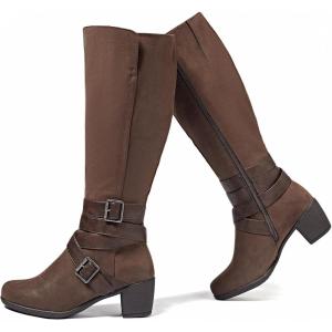 image:imageRuiee Knee High Boots for Women Chunky Heel Casual Comfort Pointed Toe Boot Womens Fashion Fall Winter KneeHigh BootsBrown Zpu 304