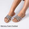 image:imageWide Width Sandals for Women Fashion Slide Sandal Diamond Sparkly Bling Casual Dressy Flat Slides Comfort Bride Wedding Summer Slip on Wide Feet Womens SandalsTan Pu 776