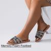 image:imageWide Width Sandals for Women Fashion Slide Sandal Diamond Sparkly Bling Casual Dressy Flat Slides Comfort Bride Wedding Summer Slip on Wide Feet Womens SandalsBlack Pu 776