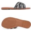 image:imageWide Width Sandals for Women Fashion Slide Sandal Diamond Sparkly Bling Casual Dressy Flat Slides Comfort Bride Wedding Summer Slip on Wide Feet Womens SandalsBlack Pu 776
