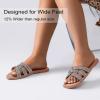 image:imageWide Width Sandals for Women Fashion Slide Sandal Diamond Sparkly Bling Casual Dressy Flat Slides Comfort Bride Wedding Summer Slip on Wide Feet Womens SandalsTan Pu 776