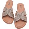 image:imageWide Width Sandals for Women Fashion Slide Sandal Diamond Sparkly Bling Casual Dressy Flat Slides Comfort Bride Wedding Summer Slip on Wide Feet Womens SandalsTan Pu 778