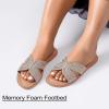 image:imageWide Width Sandals for Women Fashion Slide Sandal Diamond Sparkly Bling Casual Dressy Flat Slides Comfort Bride Wedding Summer Slip on Wide Feet Womens SandalsTan Pu 778