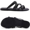 image:imageWide Width Sandals for Women Summer Flip Flops Flat Slide Sandals Casual Braided Wide Feet Slides Comfort Slip on Thong Womens SandalBlack Pu 780