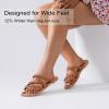 image:imageWide Width Sandals for Women Summer Flip Flops Flat Slide Sandals Casual Braided Wide Feet Slides Comfort Slip on Thong Womens SandalBrown Pu 780