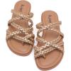 image:imageWide Width Sandals for Women Summer Flip Flops Flat Slide Sandals Casual Braided Wide Feet Slides Comfort Slip on Thong Womens SandalGold Pu 780