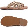 image:imageWide Width Sandals for Women Summer Flip Flops Flat Slide Sandals Casual Braided Wide Feet Slides Comfort Slip on Thong Womens SandalGold Pu 8009