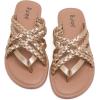 image:imageWide Width Sandals for Women Summer Flip Flops Flat Slide Sandals Casual Braided Wide Feet Slides Comfort Slip on Thong Womens SandalGold Pu 8009