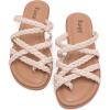 image:imageWide Width Sandals for Women Summer Flip Flops Flat Slide Sandals Casual Braided Wide Feet Slides Comfort Slip on Thong Womens SandalNude Pu 780