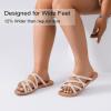 image:imageWide Width Sandals for Women Summer Flip Flops Flat Slide Sandals Casual Braided Wide Feet Slides Comfort Slip on Thong Womens SandalNude Pu 780