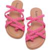 image:imageWide Width Sandals for Women Summer Flip Flops Flat Slide Sandals Casual Braided Wide Feet Slides Comfort Slip on Thong Womens SandalPink Pu 780