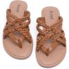 image:imageWide Width Sandals for Women Summer Flip Flops Flat Slide Sandals Casual Braided Wide Feet Slides Comfort Slip on Thong Womens SandalTan Pu 8009