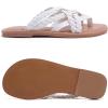 image:imageWide Width Sandals for Women Summer Flip Flops Flat Slide Sandals Casual Braided Wide Feet Slides Comfort Slip on Thong Womens SandalWhite Pu 8009