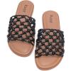 image:imageWide Width Sandals for Women Summer Slide Sandal Casual Wide Feet Flat Slides Comfort Braided Slip on Sandals Beach Shoes for WomenBlack Pu 8008