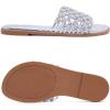 image:imageWide Width Sandals for Women Summer Slide Sandal Casual Wide Feet Flat Slides Comfort Braided Slip on Sandals Beach Shoes for WomenSliver Pu 774