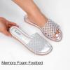 image:imageWide Width Sandals for Women Summer Slide Sandal Casual Wide Feet Flat Slides Comfort Braided Slip on Sandals Beach Shoes for WomenSliver Pu 774