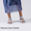 image:imageWide Width Sandals for Women Summer Slide Sandals Casual Wide Feet Slides Comfort Strap Slip on Sandals Open Toe Beach Womens SandalBlue Pu 8007